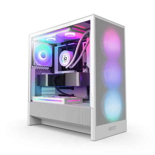 Nzxt H5 (2024) Flow Rgb Edition Atx Mid Tower Chassis White – ATX mid-tower case with RGB airflow, white