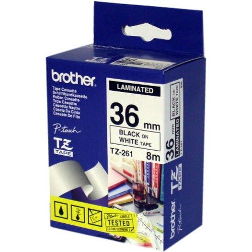 Brother Compatible 36 Millimeter Black on White Label Tape Tz-261 – black on white label tape, 36mm