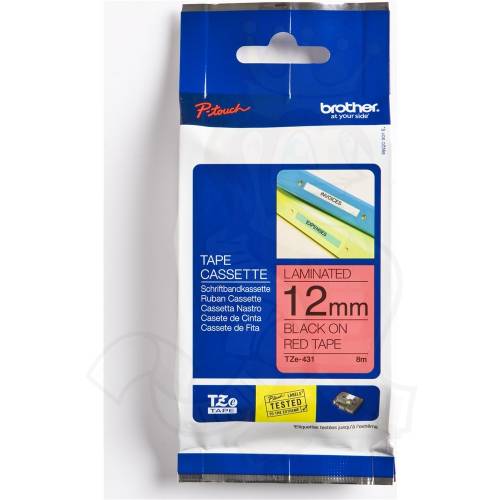 Brother Compatible 12 Millimeter Black on Red Label Tape Tz-431 – black on red label tape, 12mm