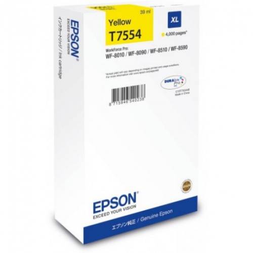 Epson Ink Cartridge T7554 Yellow – high-yield yellow ink for WorkForce printers