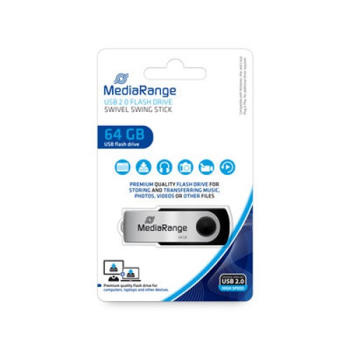 Mediarange 64Gb Usb Black/Silver Mr912