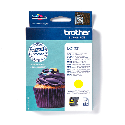 Brother Compatible LC123Y Ink Cartridge Yellow – yellow ink, standard yield