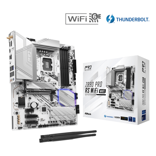 Asrock Z890 Pro RS WiFi White – motherboard, Z890 chipset, Wi-Fi 6E, white edition