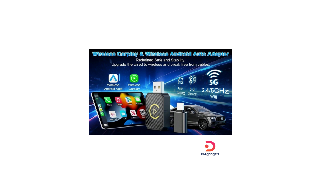 #623B#AI®Wireless CarPlay Android Auto Adapter Smart Box Plug&Play CarPlay – Black
