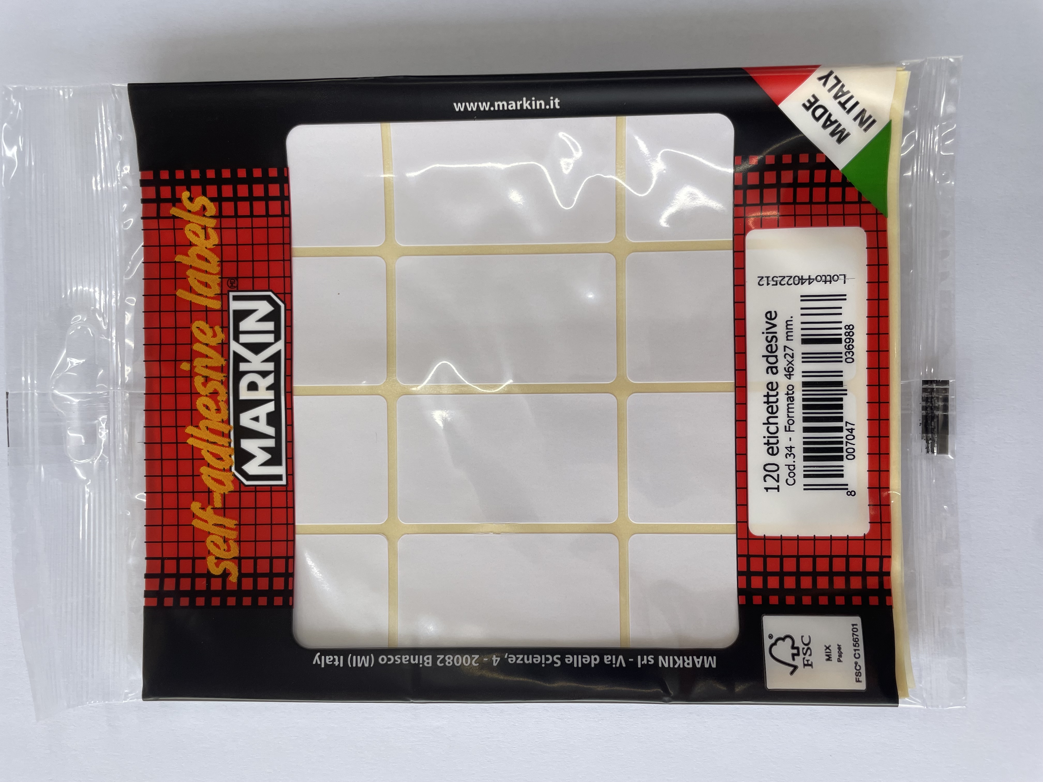 MARKIN LABEL 46X27MM 10 SHEETS BAG