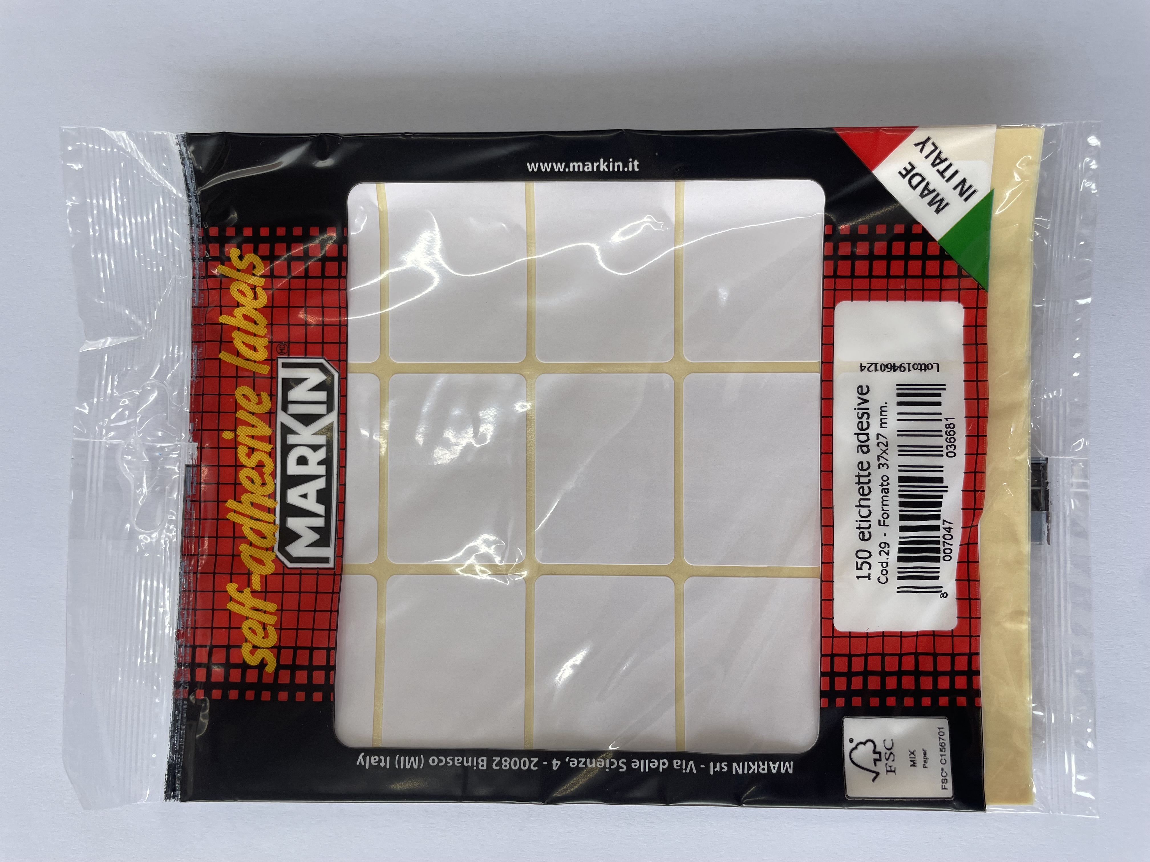 MARKIN LABEL 37X27MM 10 SHEETS BAG