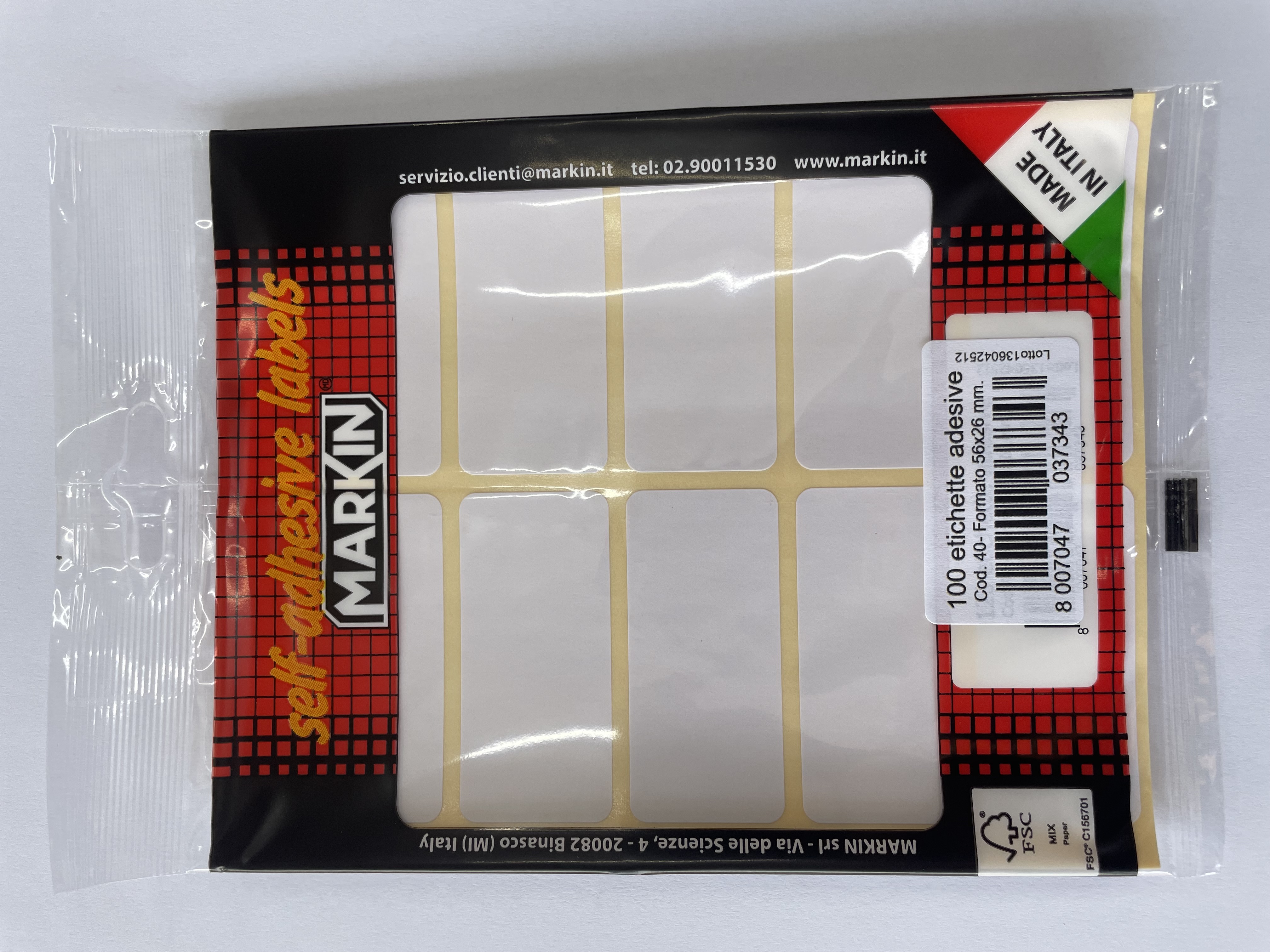 MARKIN LABEL 56X26MM 10 SHEETS BAG