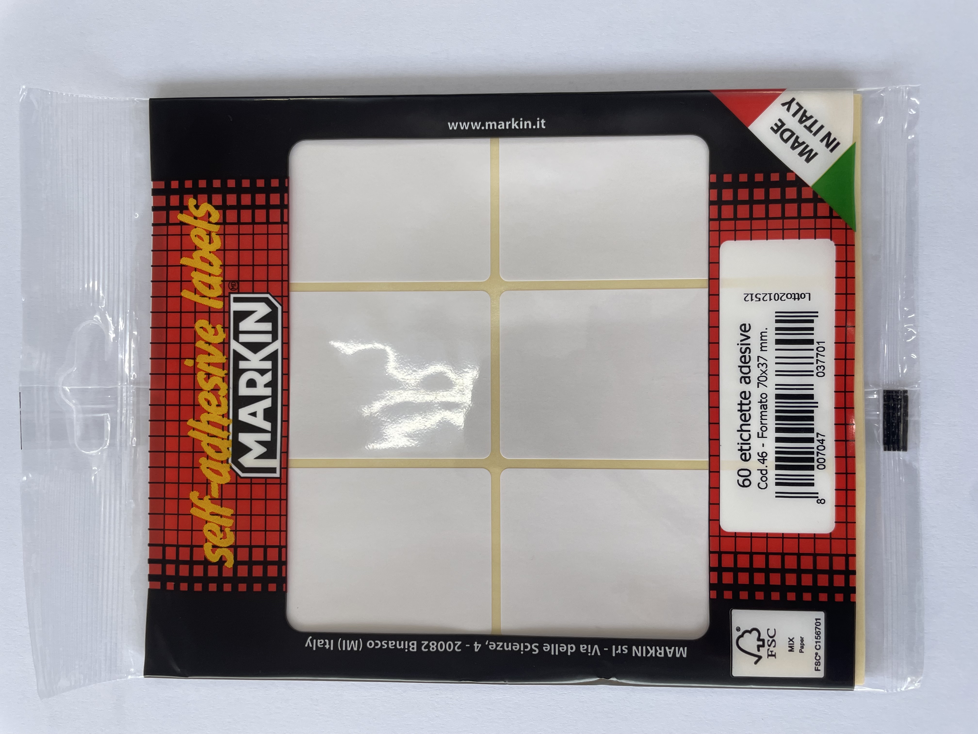 MARKIN LABEL 70X37MM 10 SHEETS BAG