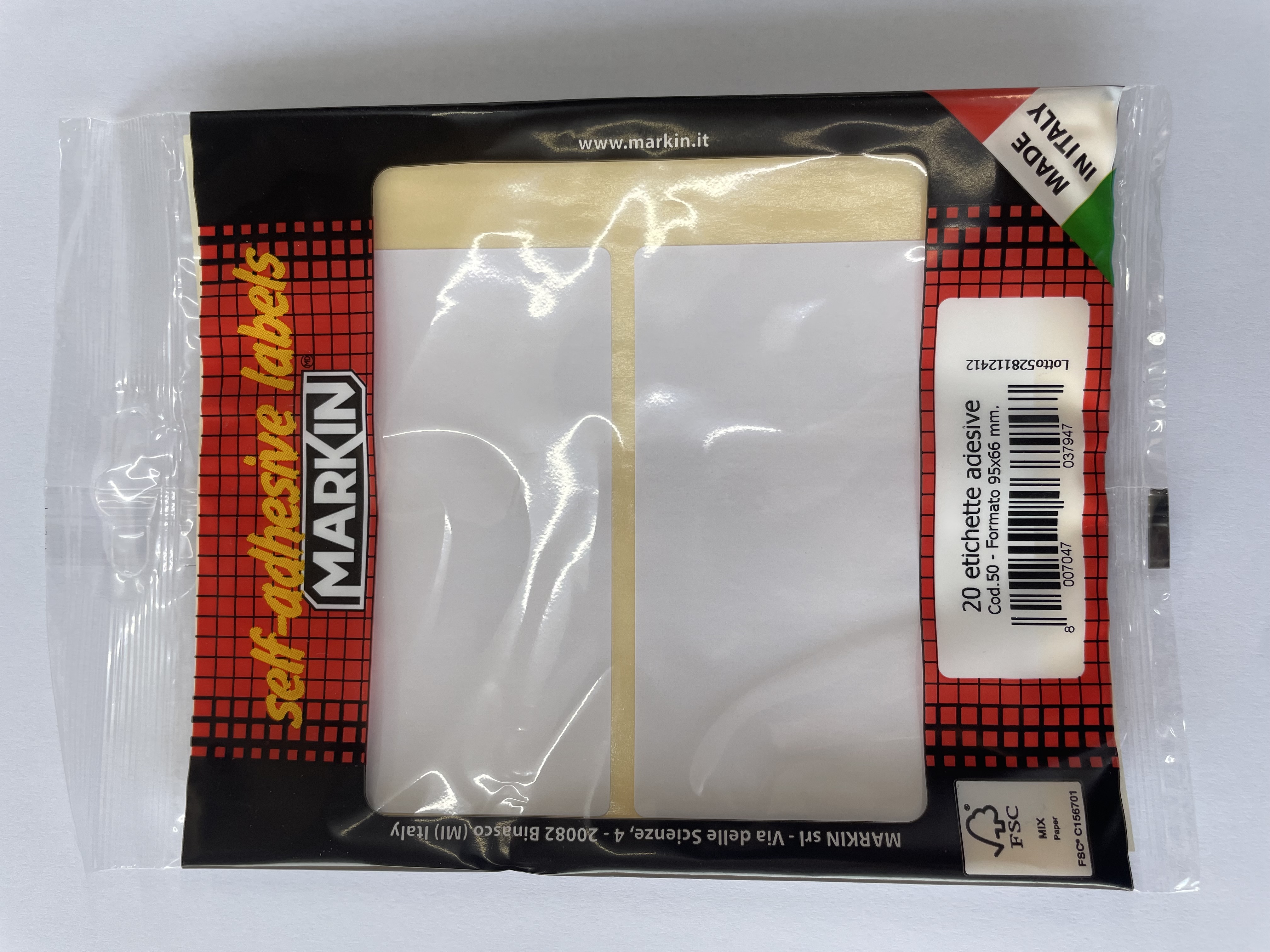 MARKIN LABEL 95X66MM 10 SHEETS BAG