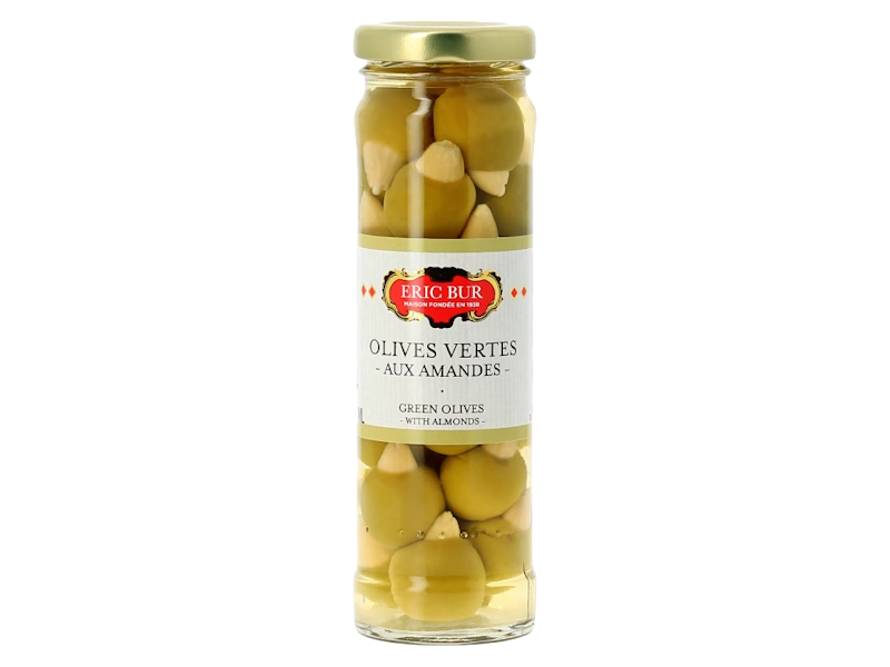 Eric Bur Green Olives With Almonds 95g, France