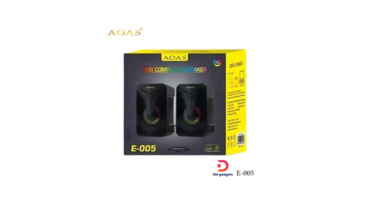 AOAS®E-005 RGB USB 2.0 Computer Speaker -Black