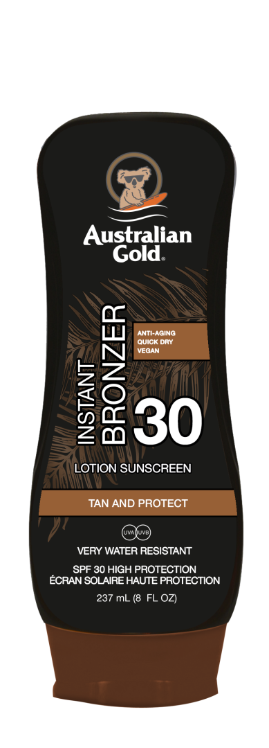 Australian Gold SPF 30 Lotion with Bronzer 237ml – sunscreen lotion, bronzer, tanning protection
