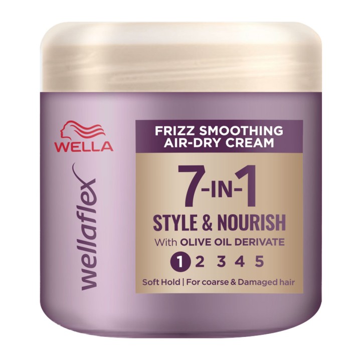 Wellaflex 7 in 1 Frizz Smooth Air Dry Cream 150ml – hair cream, frizz control