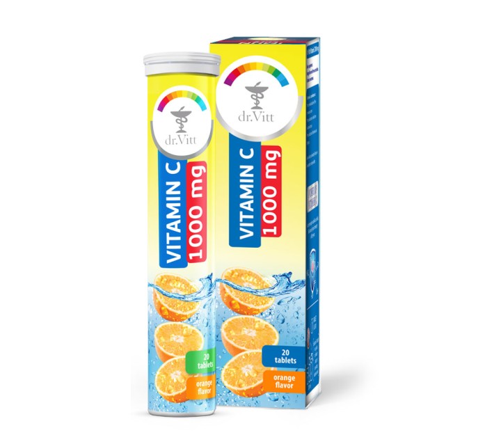 Polski Lek Vitamin C 1000 Lemon Effervescent 24 Tablets – vitamin C supplement