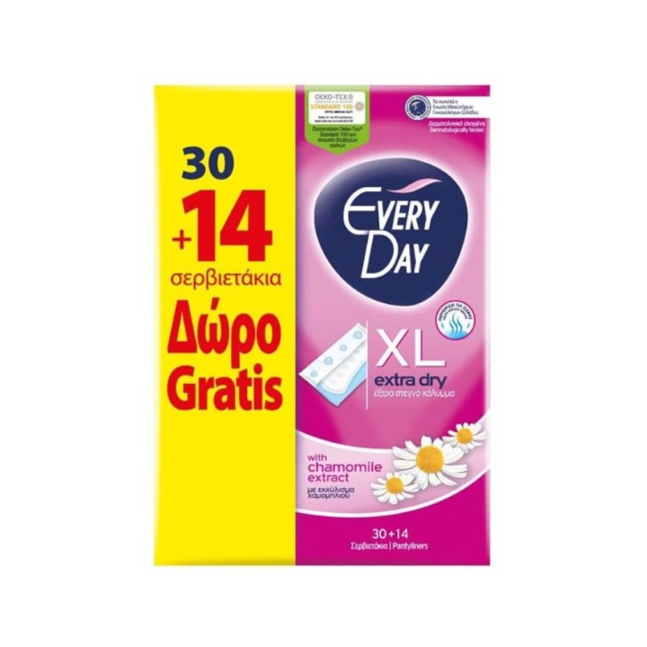Everyday Pantiliners Extra Dry X-Long 30+14 Free – sanitary pads, extra dry