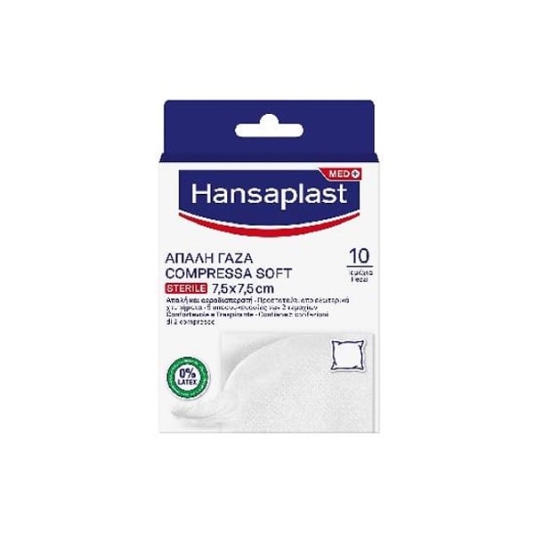 Hansaplast Soft Compress 7.5 x 7.5 10pcs – soft compress, wound care, healing