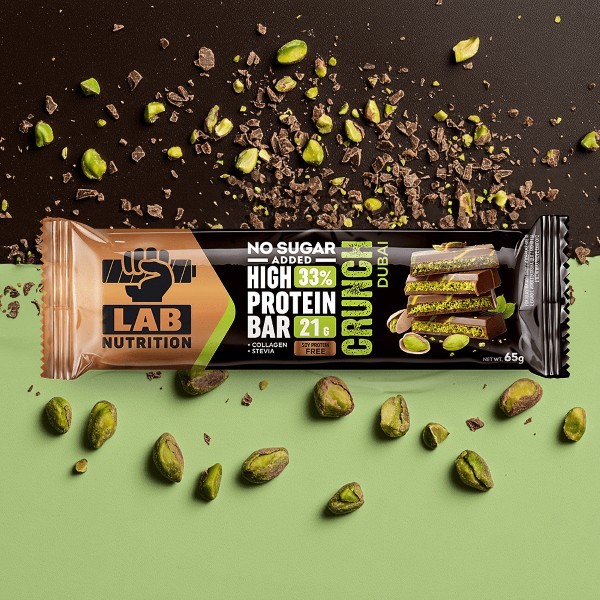 Lab Nutrition High Protein Bar Crunch Dubai No Sugar Added 65g – protein bar, no sugar