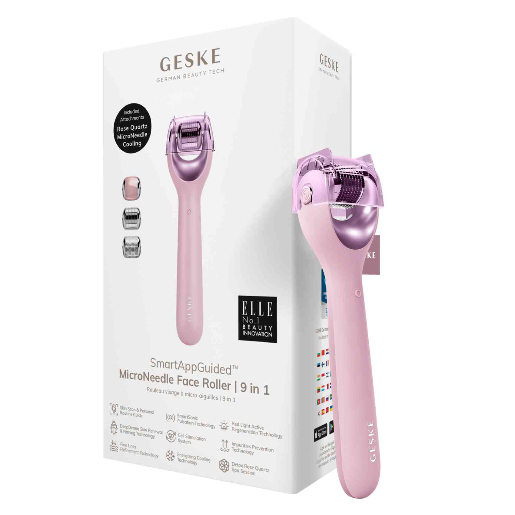 Geske Microneedle Face Roller 9 in 1 Pink