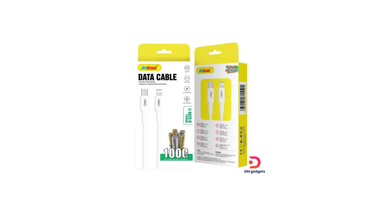 #156D#Andowl®Q-SJ30 Data Cable Type-C to Lightning 1m White