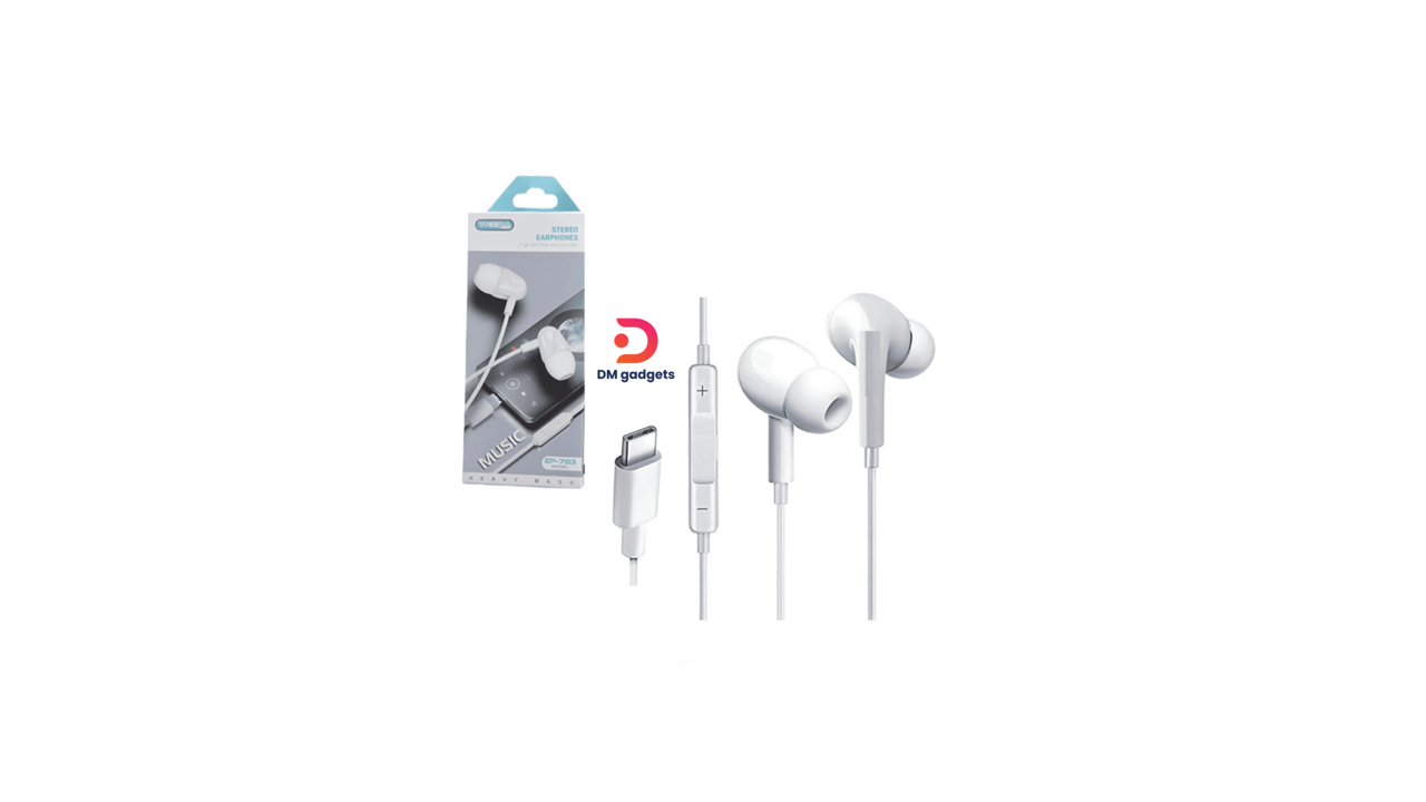 #219A#Treqa®EP-783 Stereo Earphones Type-C – White