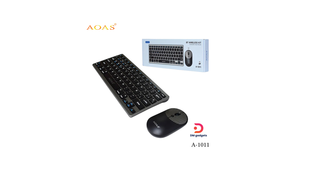 #435H#AOAS®A-1011 BT Wireless Keyboard and Mouse – Black