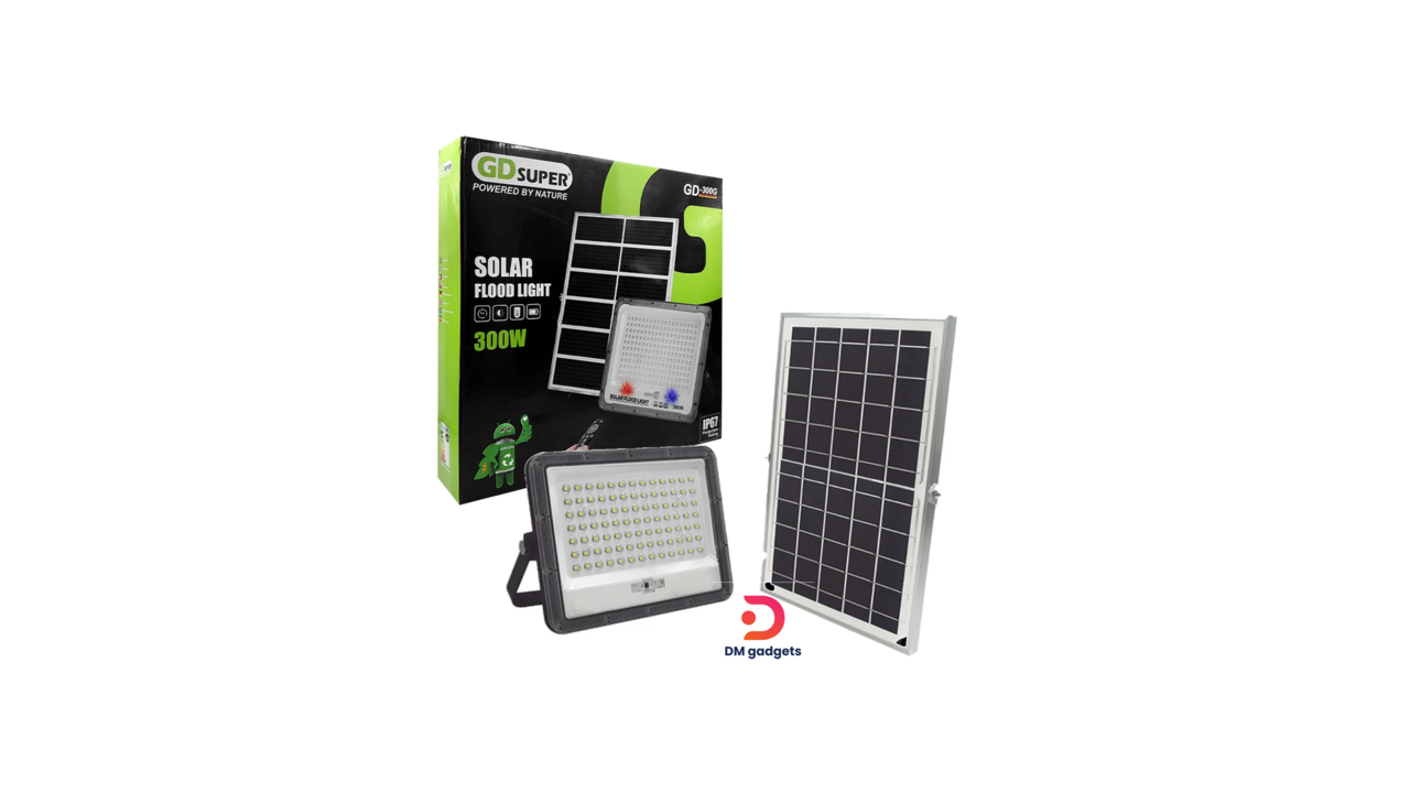 GDSuper®300G Waterproof 300W LED solar spotlight with panel and remote control