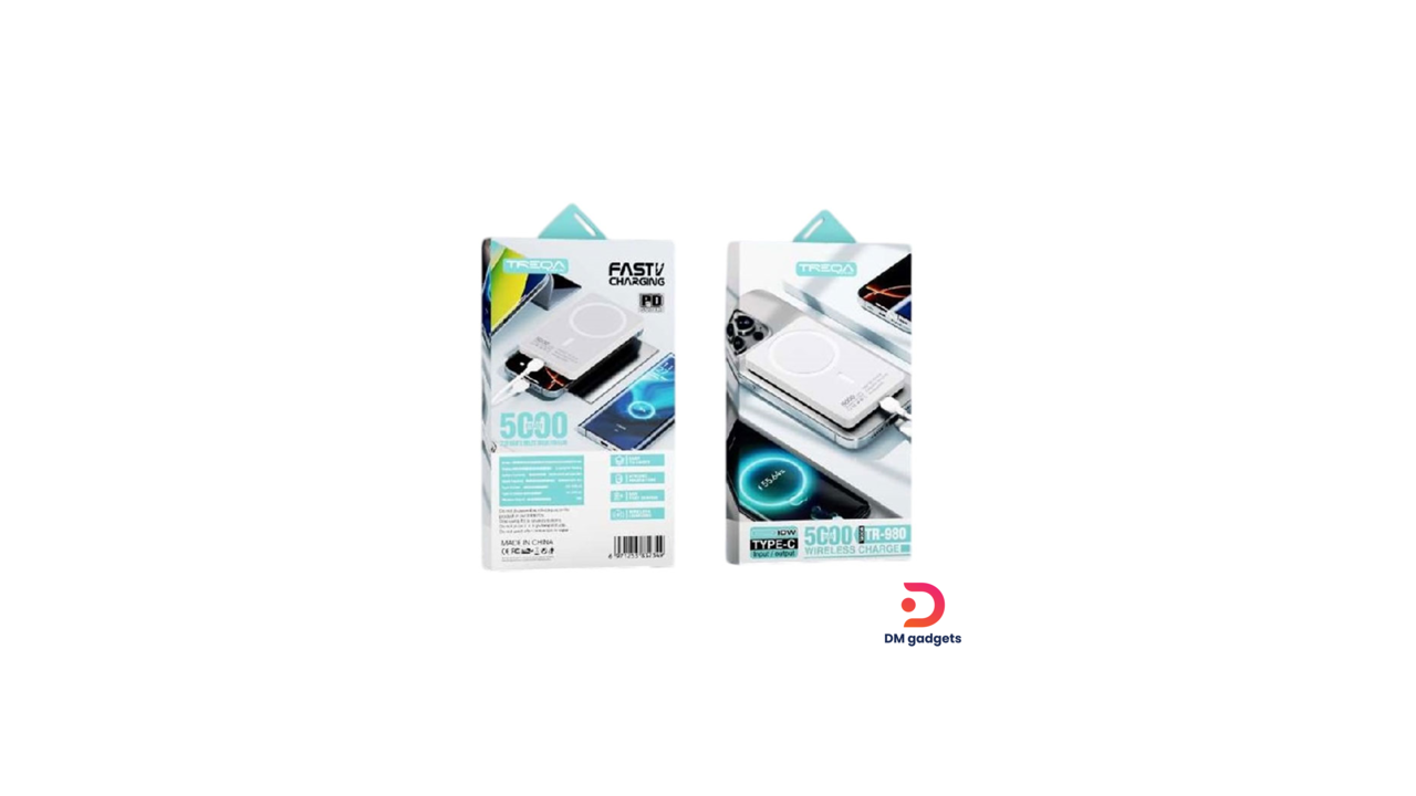 #186C#Treqa®TR-980 Power Bank 5000mAh with Wireless & Fast Charging 10W