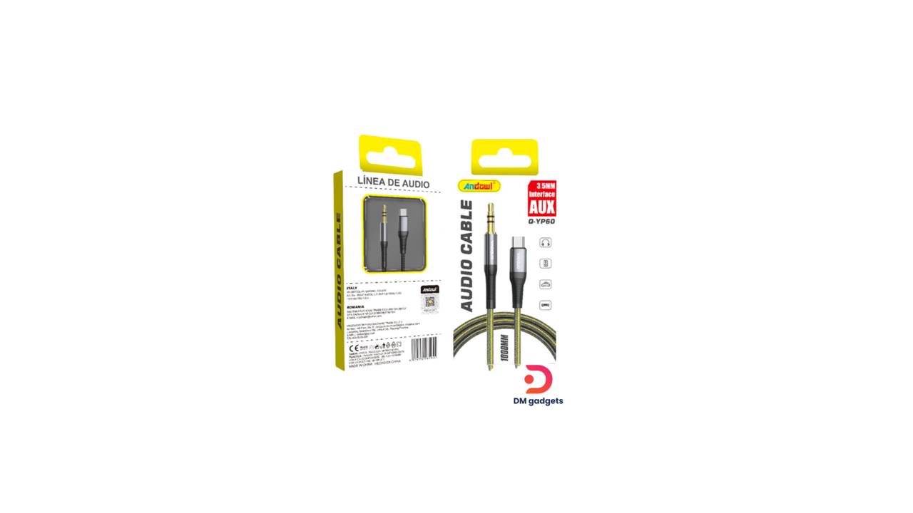 #537E#Andowl®Q-YP60 USB-C to 3.5mm Male Audio Cable Andowl 1m- Silver