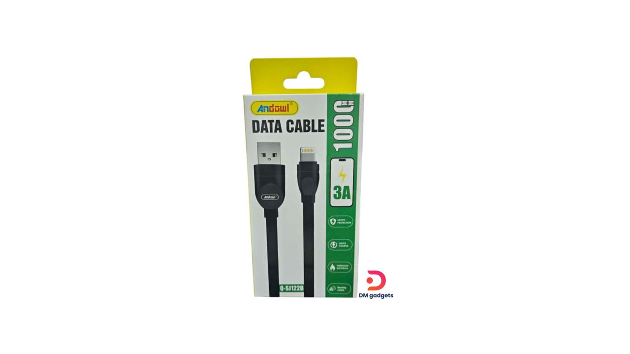 #354F#Andowl®Q-SJ122B Lighting to USB-A 3A Data Cable – Black