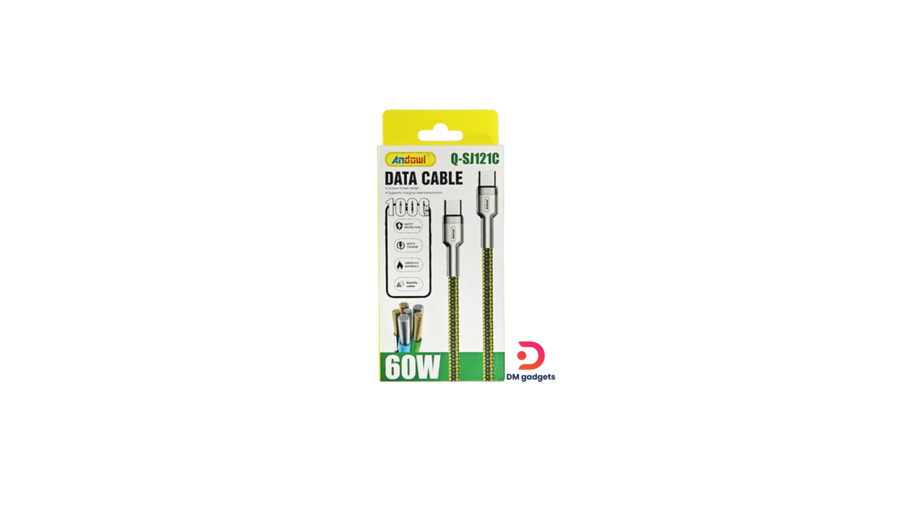 #354H#Andowl®Q-SJ121C Type-C to Type-C 60W Data Cable – Silver