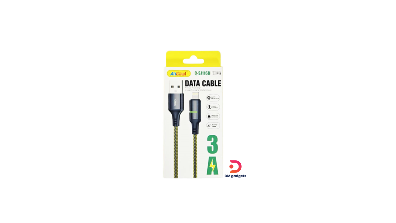 #354K#Andowl®Q-SJ116B USB-A to Lightning Data Cable 3A 1m – Silver