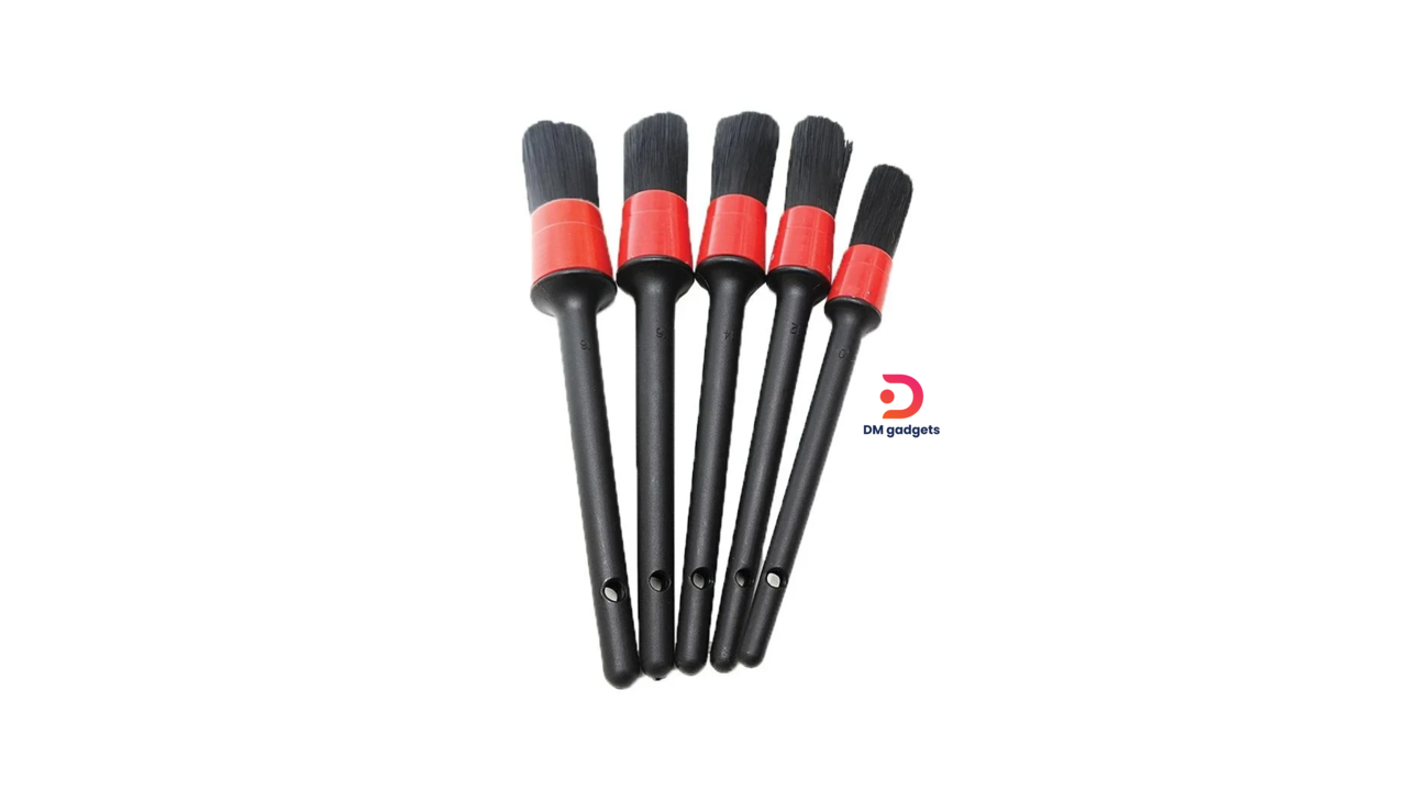 #635A#DM®Car Cleaning Brushes Set 5 pcs – Black-Red