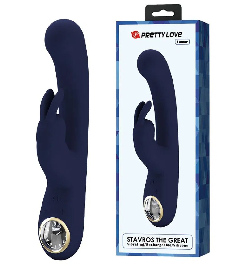 PRETTY LOVE LAMAR - LED DIGITAL DISPLAY RABBIT VIBRATOR 10 SPEED, 9 LEVEL BLUE