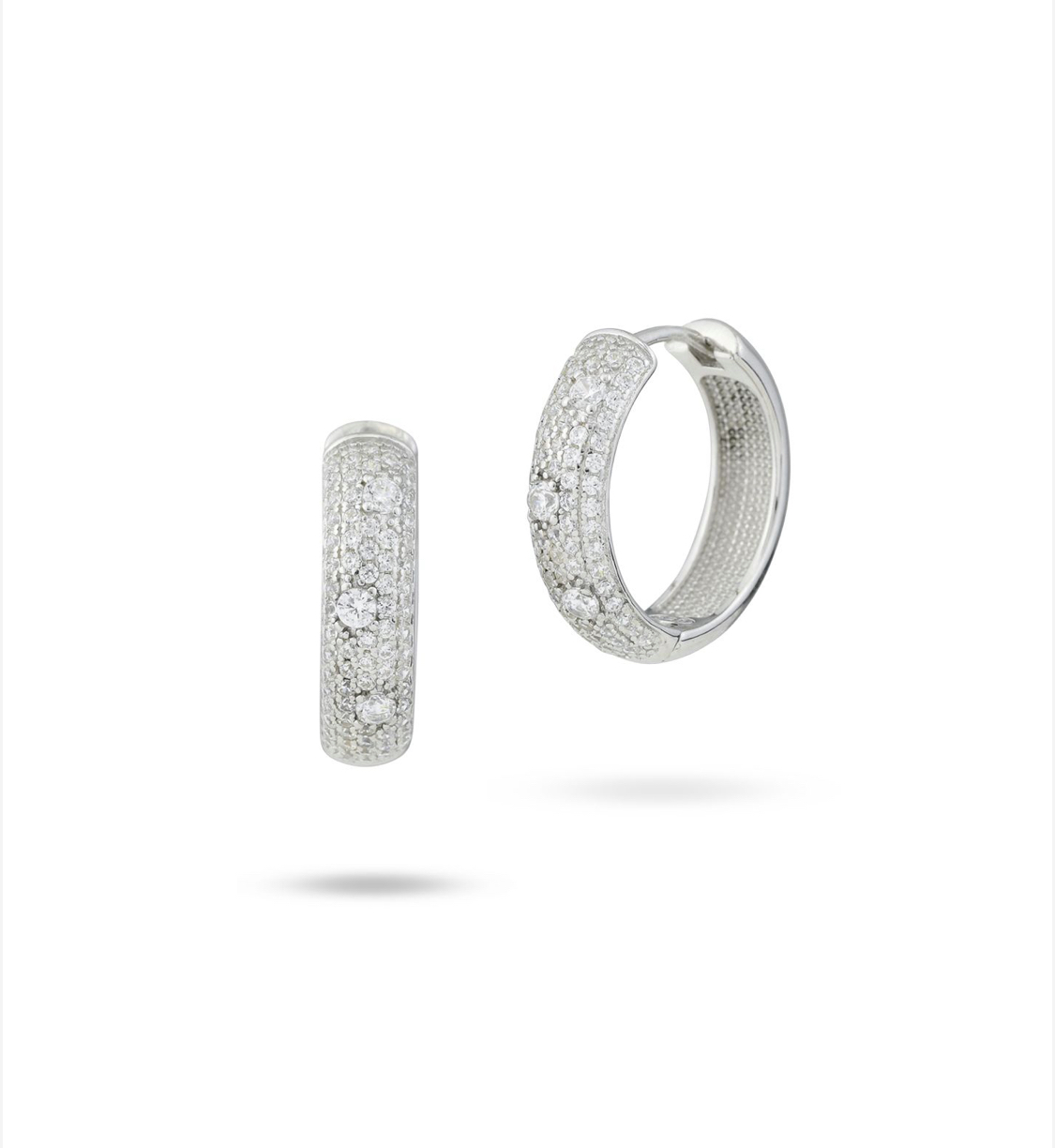 Pave hoop earrings with zircons