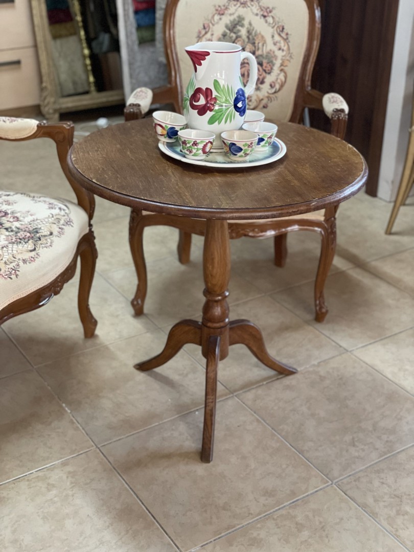 Antique Pedestal Side Table In Solid Wood  Early 20Th Century 15Kg 70.5Cmx68Cm (Wxlxh)