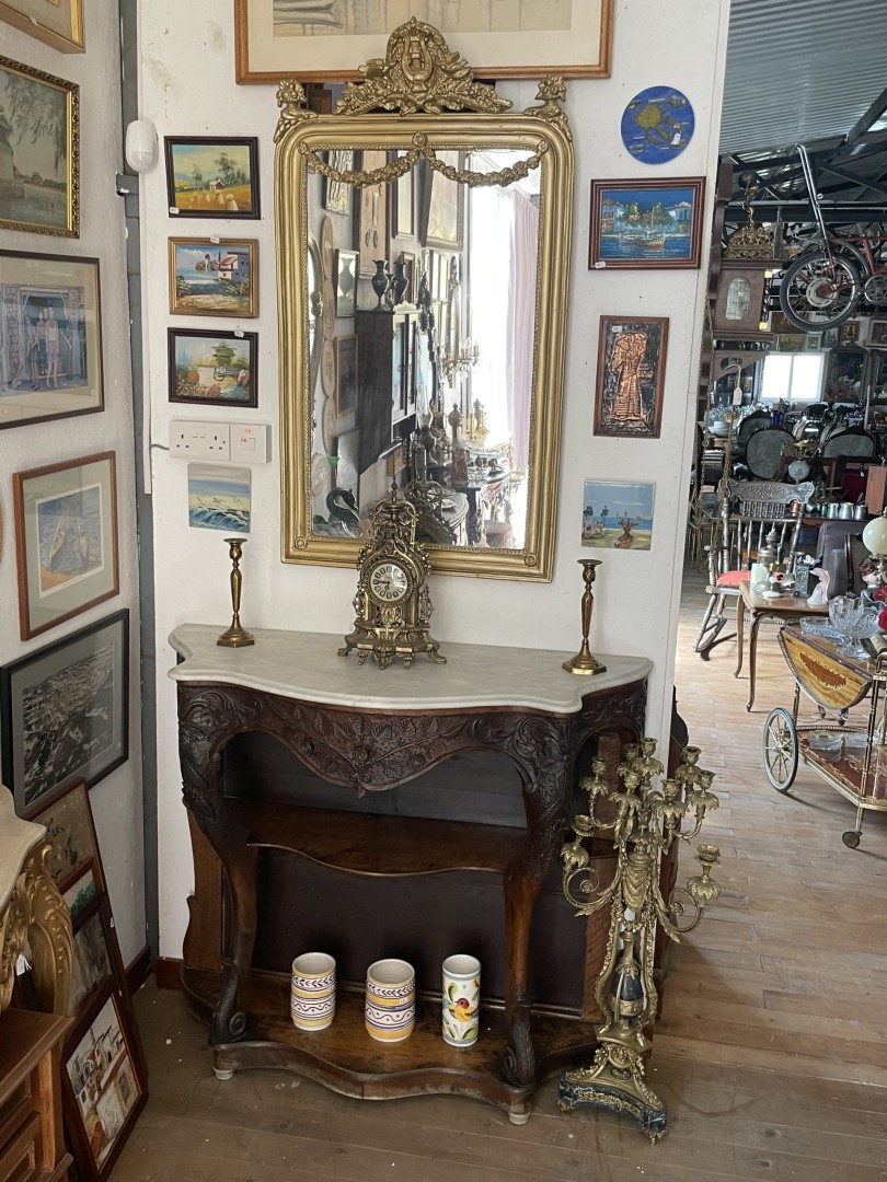 Exquisite 19Th Century Cypriot Console Table With Marble Top Hand-Carved Masterpiece 100Kg 113Cmx48Cmx97Cm (Wxlxh)