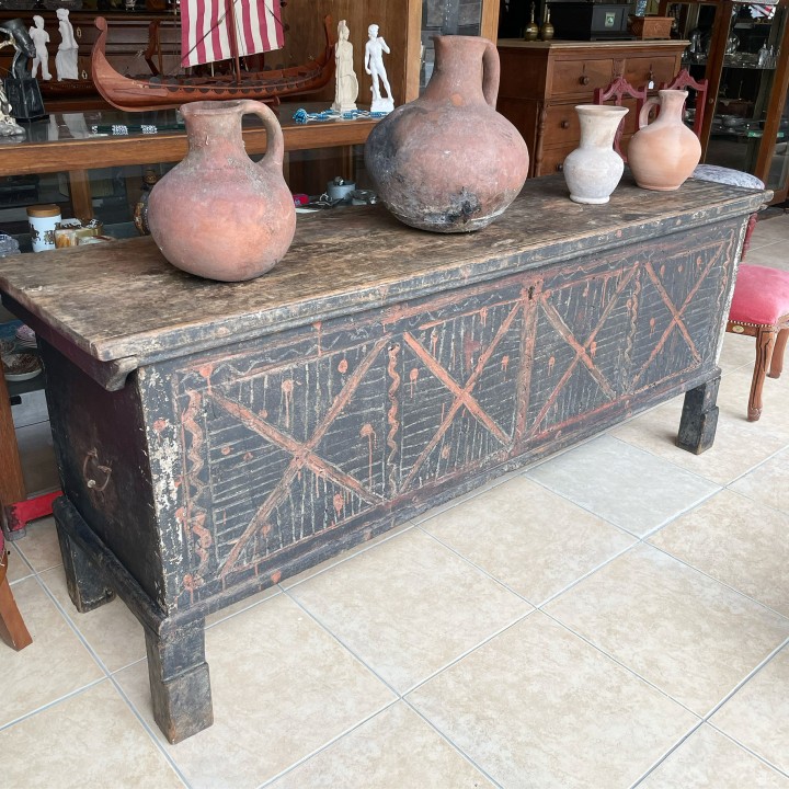 Handcrafted Antique Cypriot Wooden Chest 80Kg 188Cmx52Cmx77Cm (Wxlxh)
