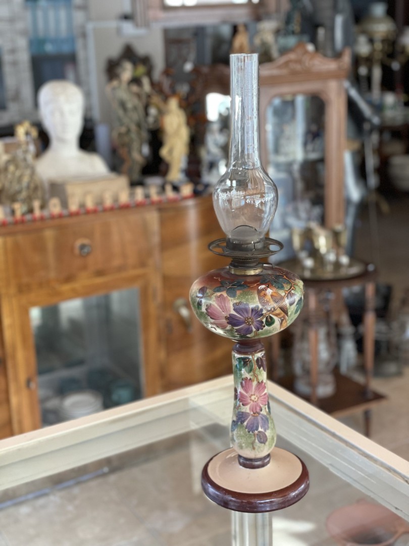 Exquisite Antique Hand-Painted Ditmar Oil Lamp With Blown Glass 1.5Kg 16Cmx16Cmx59Cm (Wxlxh)