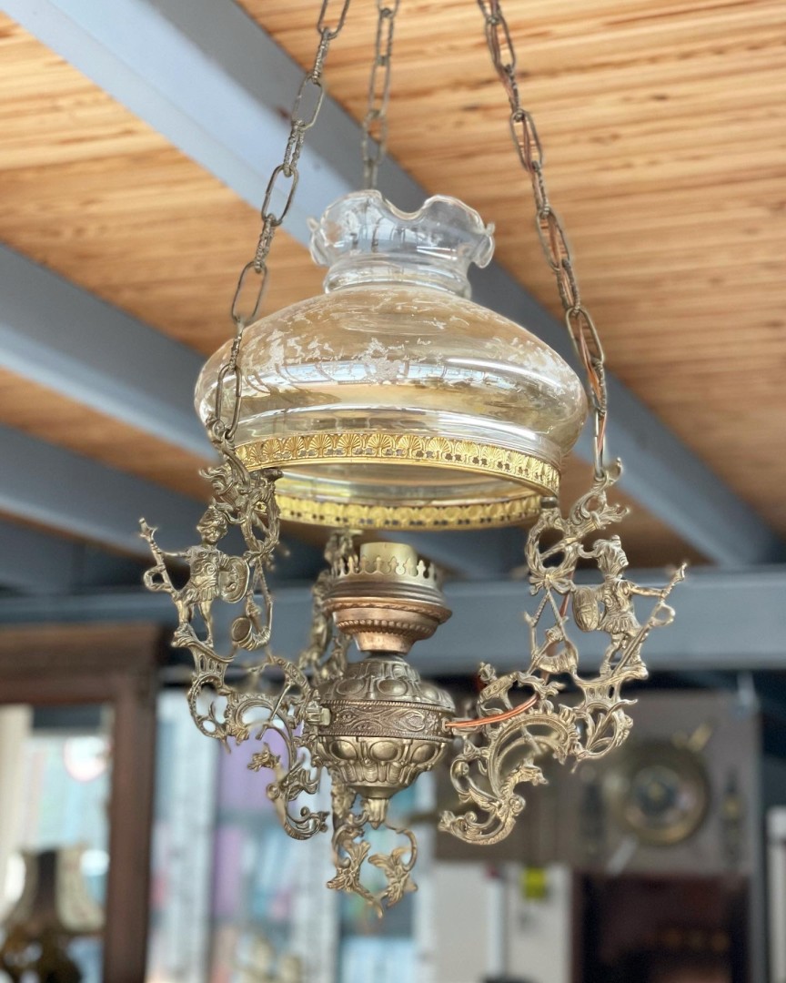Solid Brass Vintage Chandelier Lamp 1950S Elegance 45Kg 37Cmx37Cmx85Cm (Wxlxh)
