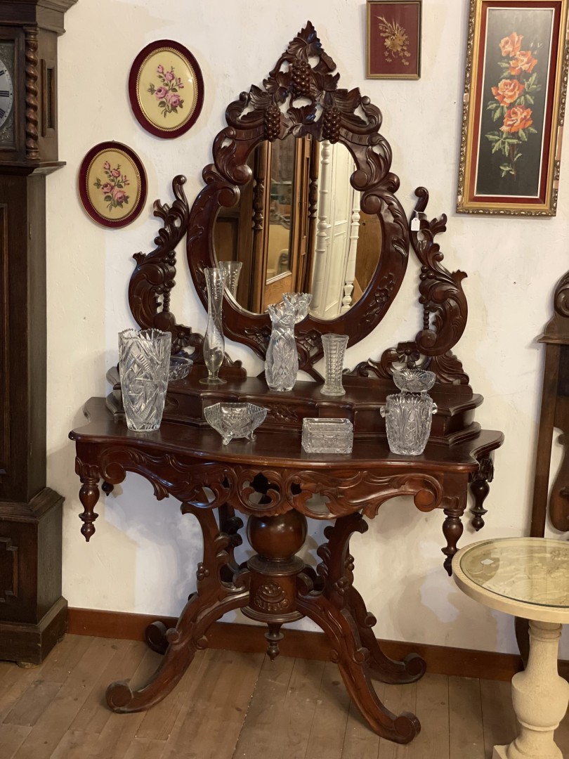 Exquisite Antique Victorian Rococo Revival Console Table With Ornate Mirror (19Th Century) 70Kg 120Cmx45Cmx182Cm (Wxlxh)