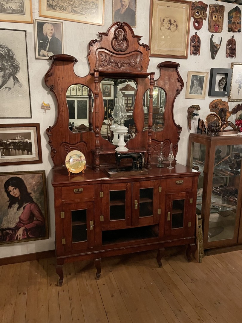 Handcrafted Cypriot Console With Ornate Mirrors - Early 20Th Century Masterpiece 100Kg 144Cmx53Cmx244Cm (Wxlxh)