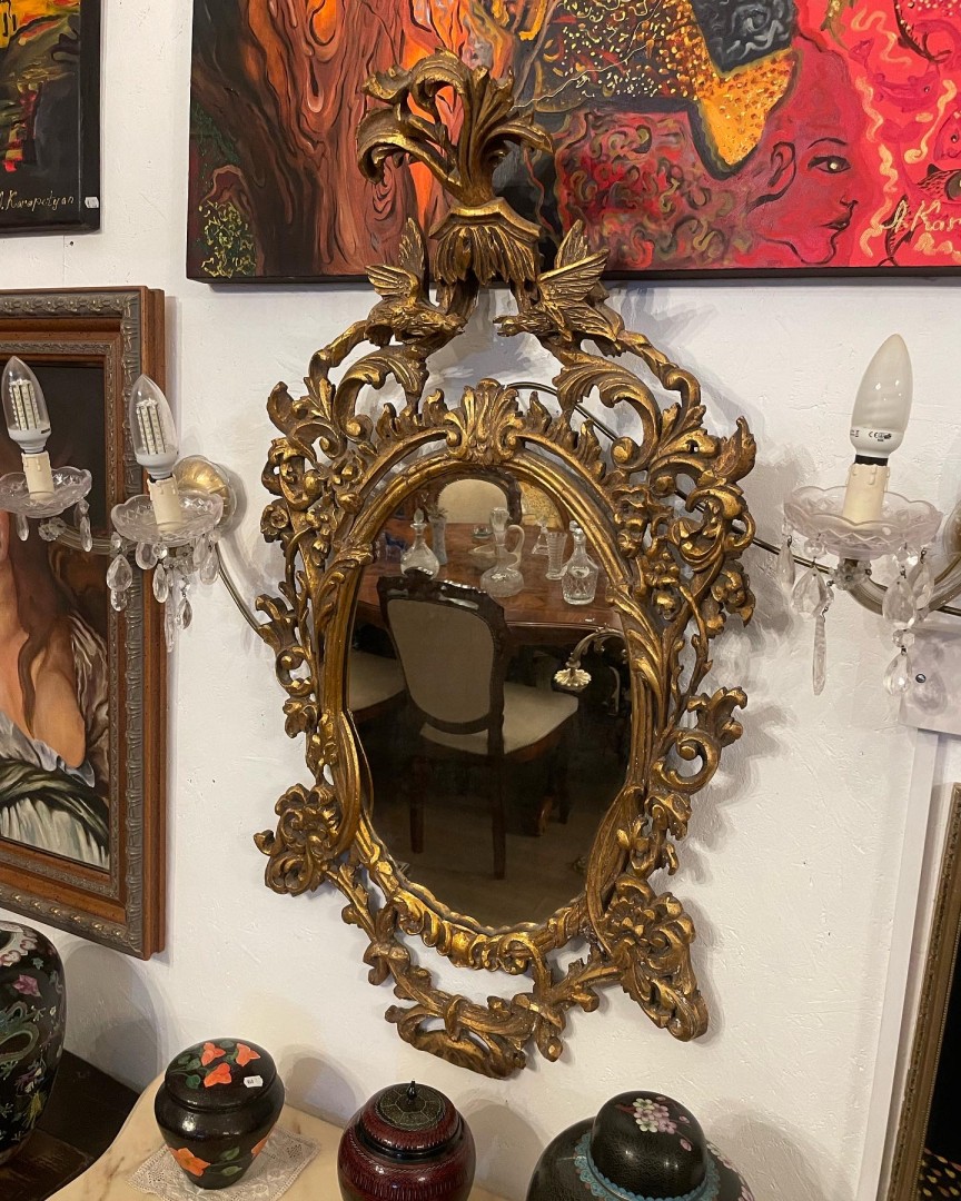 Handcrafted Mirror With Floral Motifs & Birds Vintage Elegance 45Kg 55Cmx100Cm (Wxlxh)