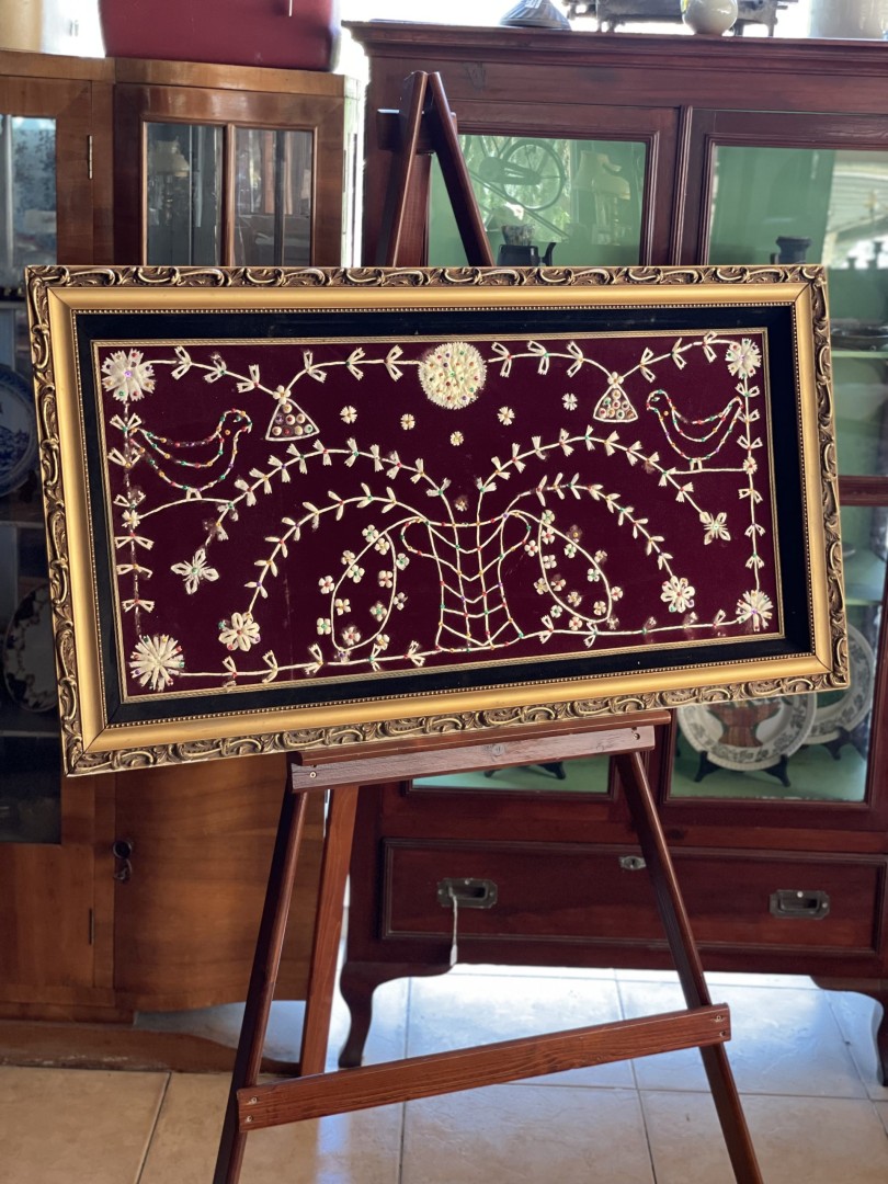 Large Vintage Floral Tapestry With Bird Figures Kg 117Cmx63Cm (Wxlxh)