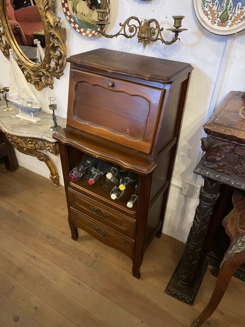 Mid-Century Wooden Secretary Desk With Built-In Storage And Drawers 28Kg 50Cmx35Cmx106Cm (Wxlxh)
