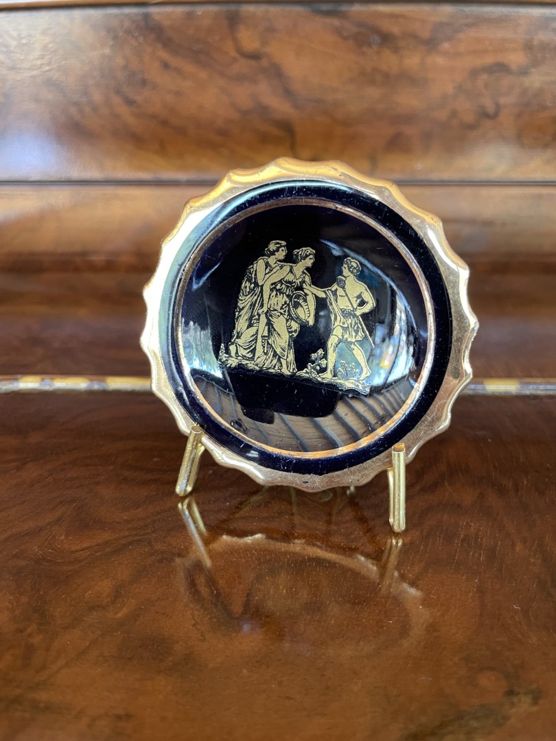 Vintage Greek Black-Figure Pottery Plate - Collectible Decorative Art 0.2Kg 6Cm (Wxlxh)