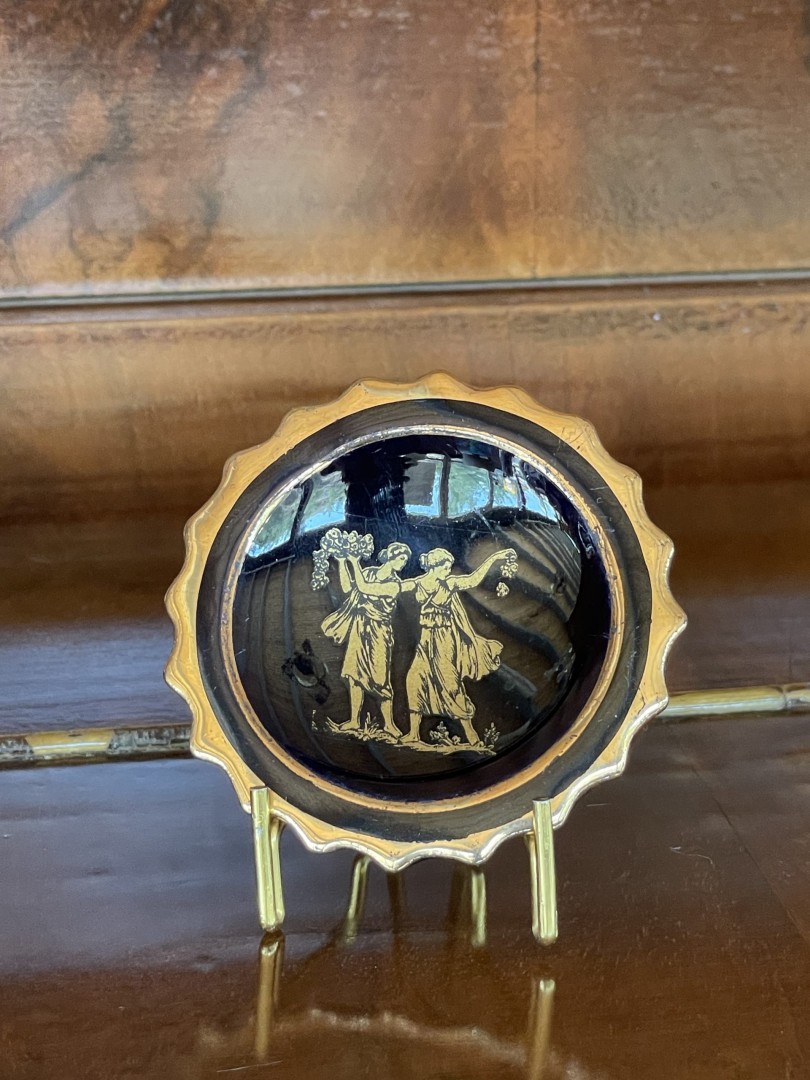 Vintage Greek Black-Figure Pottery Plate - Collectible Miniature Decorative Art 0.2Kg 6Cm (Wxlxh)