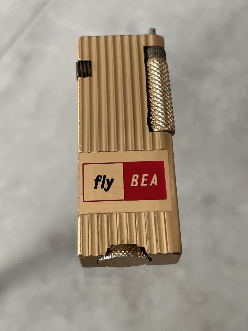 Vintage British European Airways (Bea) Promotional Gold-Toned Lighter  Mid-Century Aviation Collectible 0.8Kg 6Cmx3Cm (Wxlxh)