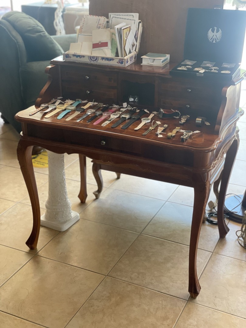 Handmade Italian Louis Xv Style Secretaire Desk C.1950S-1970S Walnut Veneer Writing Cabinet 40Kg 95Cmx60Cmx91Cm (Wxlxh)
