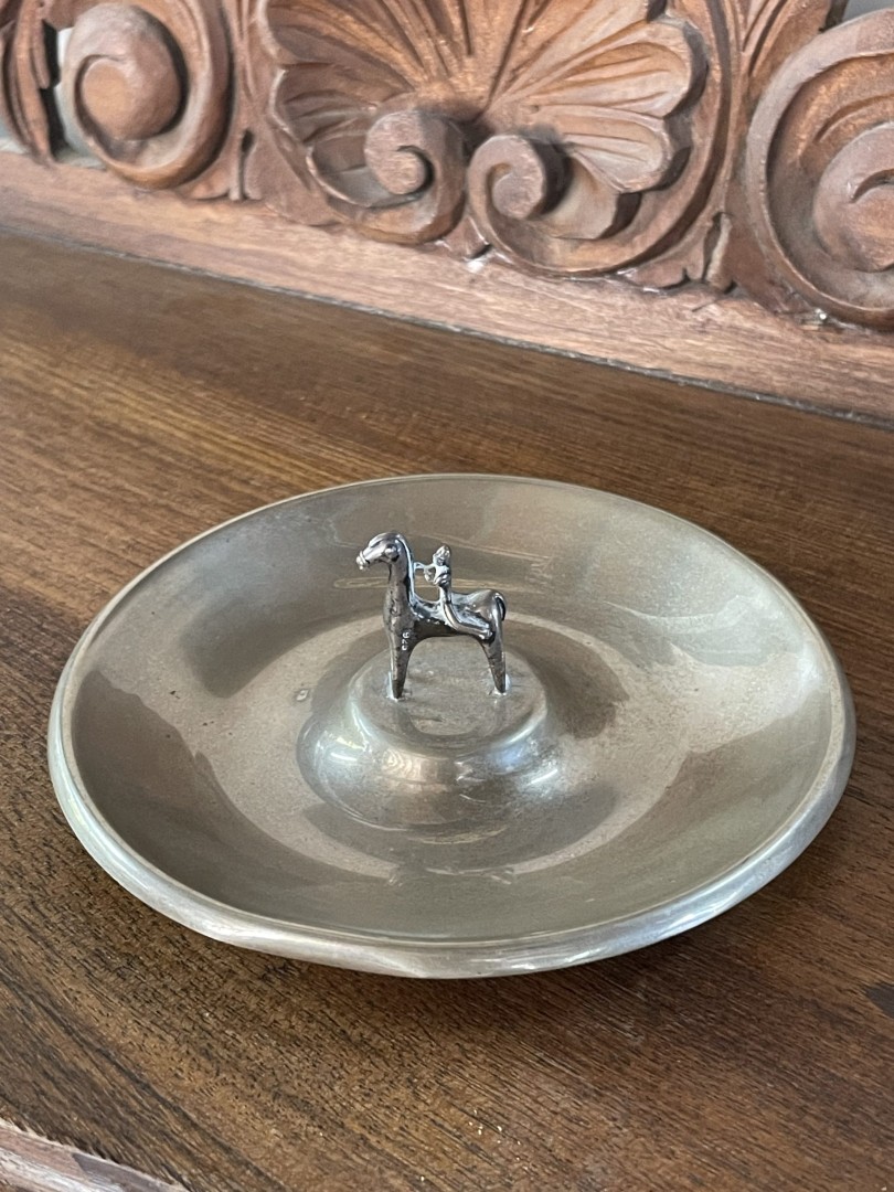 Vintage 1960S Silver Horse Dish Decorative Mid-Century Modern Collectible 0.85Kg 11.5Cmx4Cm (Wxlxh)
