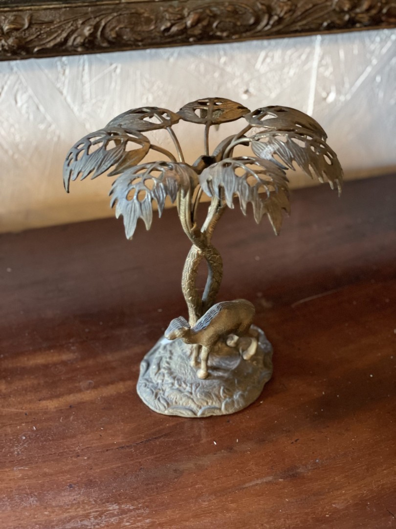 Vintage Bronze Decorative Sculpture With Camel And Palm Tree - Circa 1970 1Kg 19Cmx21Cm (Wxlxh)